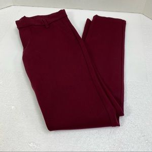 Kut from the Kloth Trouser Skinny Knit Pants Sz 6 Burgundy no pockets latch& zip